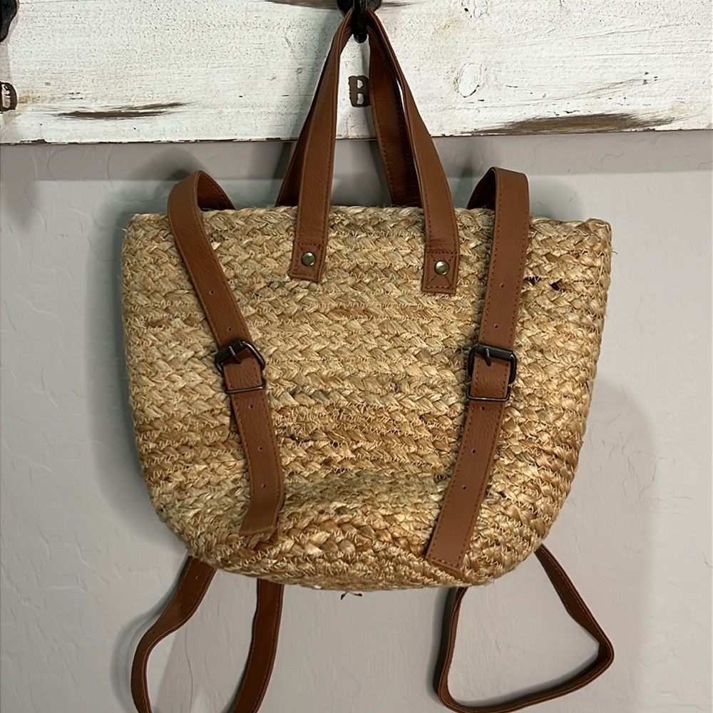 XIX Palms Straw Purse Bag Backpack Insulated Cooler Shorebreak Beach Boho NWOT
